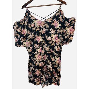 Women’s American Eagle Floral Romper Size Large Cold Shoulder ($60)